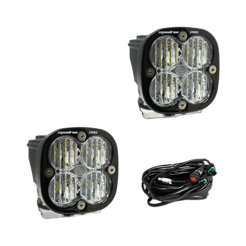 Squadron Pro Black LED Auxiliary Light Pod Pair, Wide Cornering, Clear