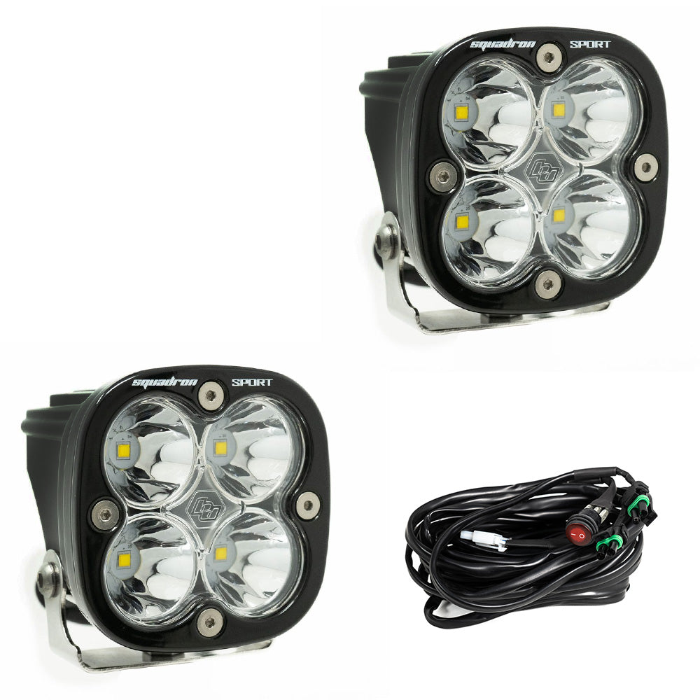 Squadron Sport Black LED Auxiliary Light Pod Pair - Clear - Spot