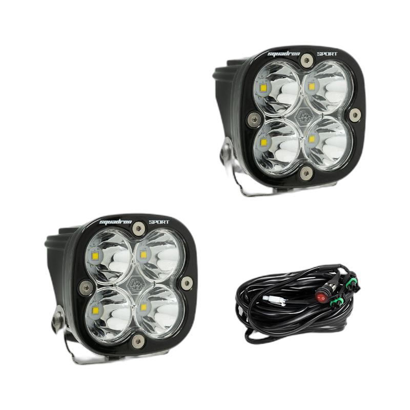Squadron Sport Black LED Auxiliary Light Pod Pair - Clear - Spot