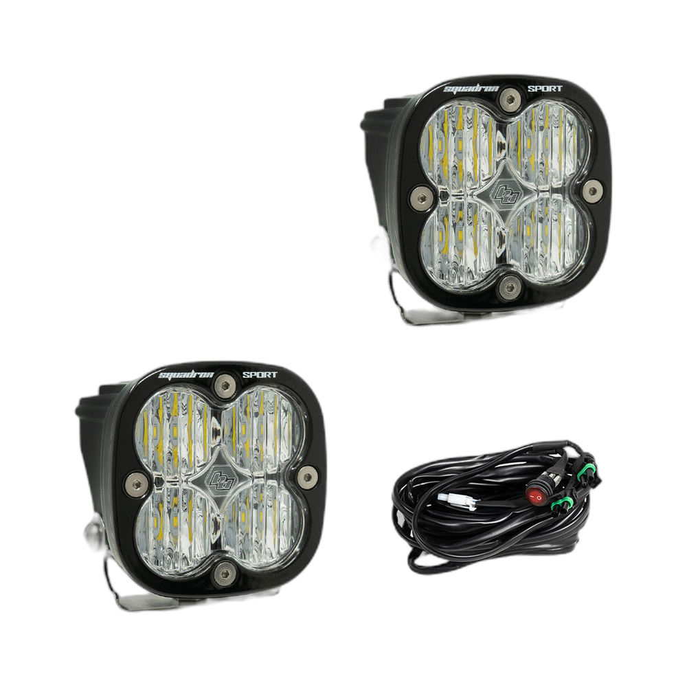 Squadron Sport Black LED Auxiliary Light Pod Pair Clear wide corner