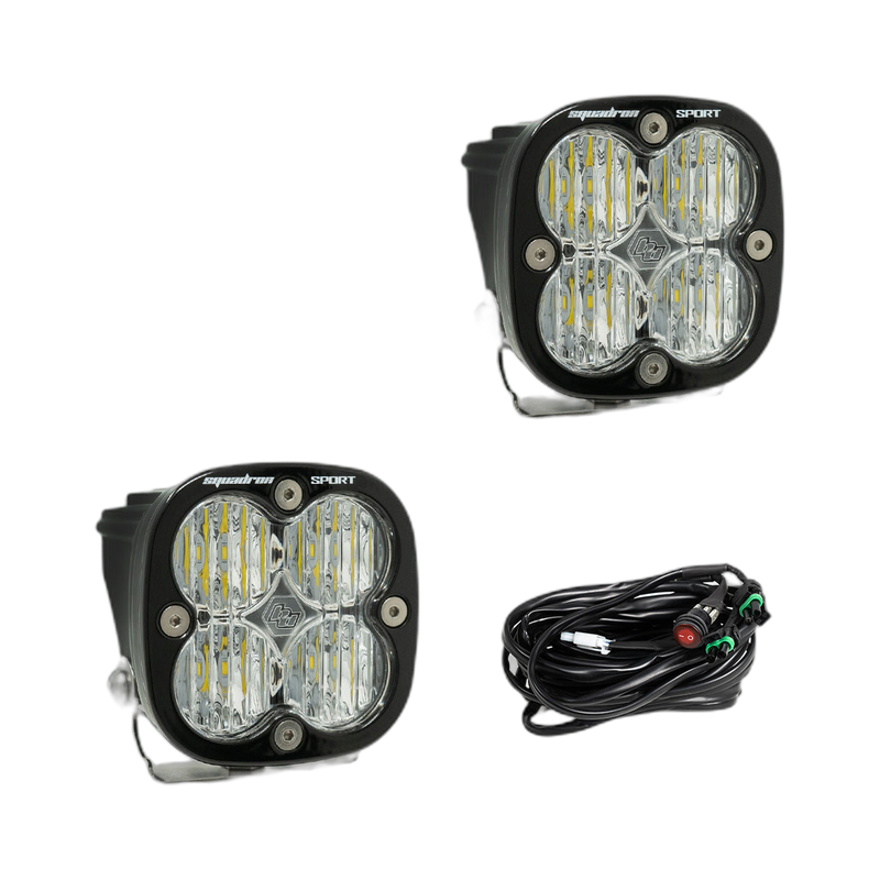 Squadron Sport Black LED Auxiliary Light Pod Pair Clear wide corner