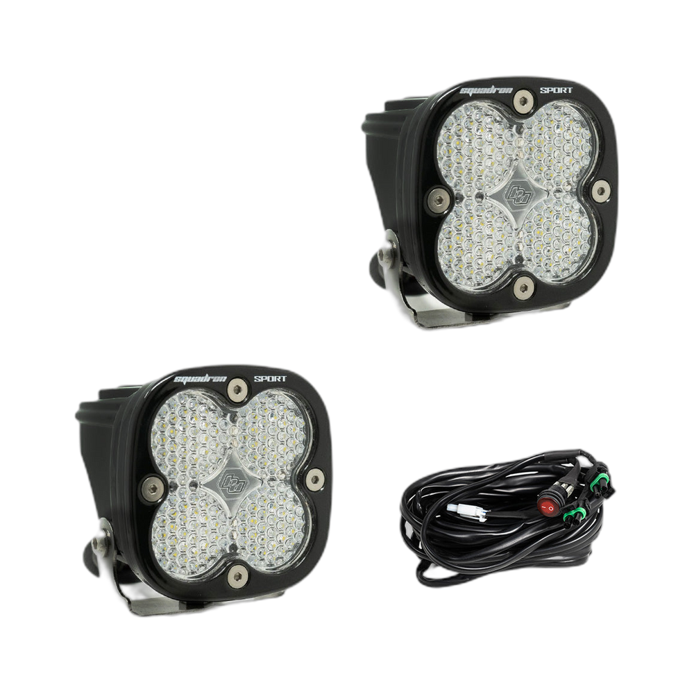 Squadron Sport Black LED Auxiliary Light Pod Pair Clear work scene