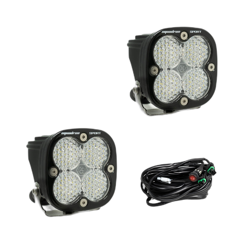 Squadron Sport Black LED Auxiliary Light Pod Pair Clear work scene