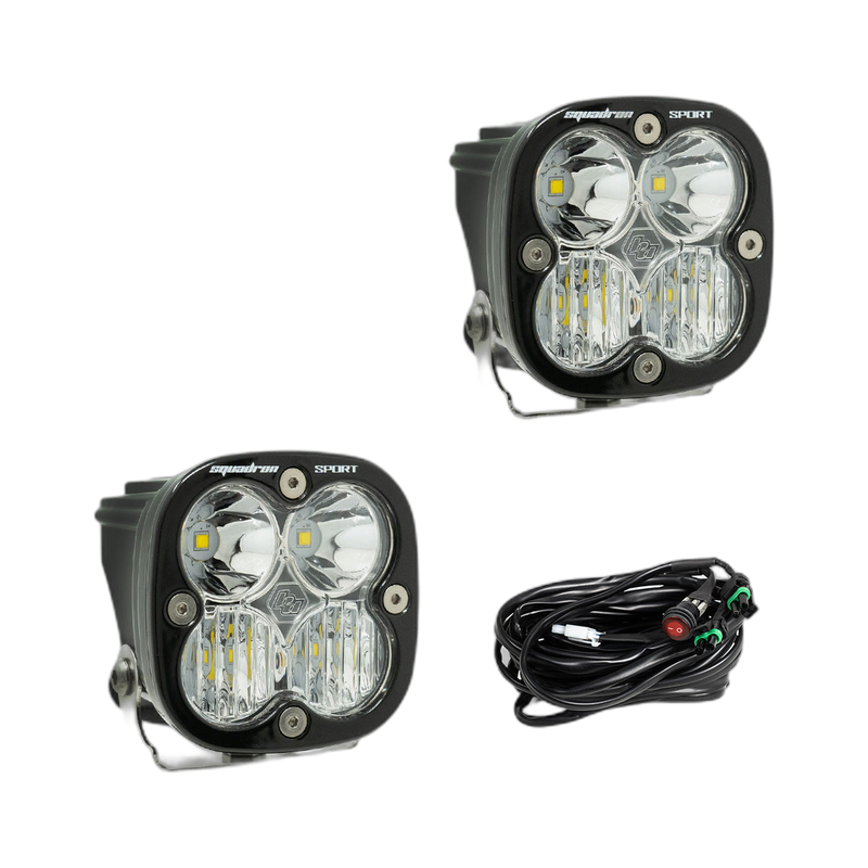 Squadron Sport Black LED Auxiliary Light Pod Pair - Driving/Combo Clear