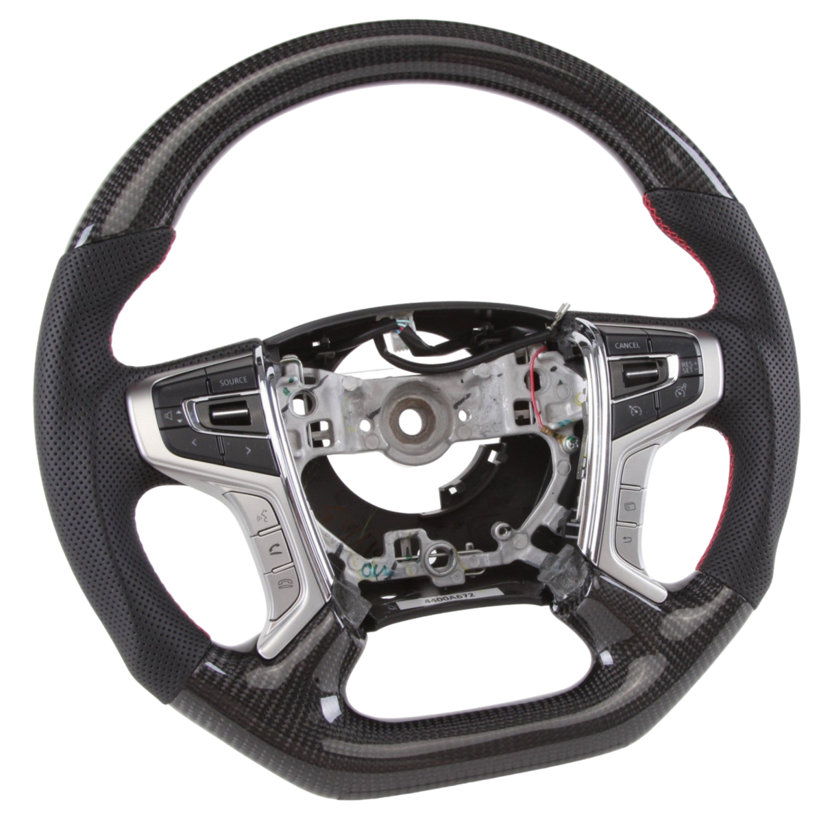 Classic Carbon Flat Bottom Leather Steering Wheel to suit Mitsubishi MQ/MR Triton