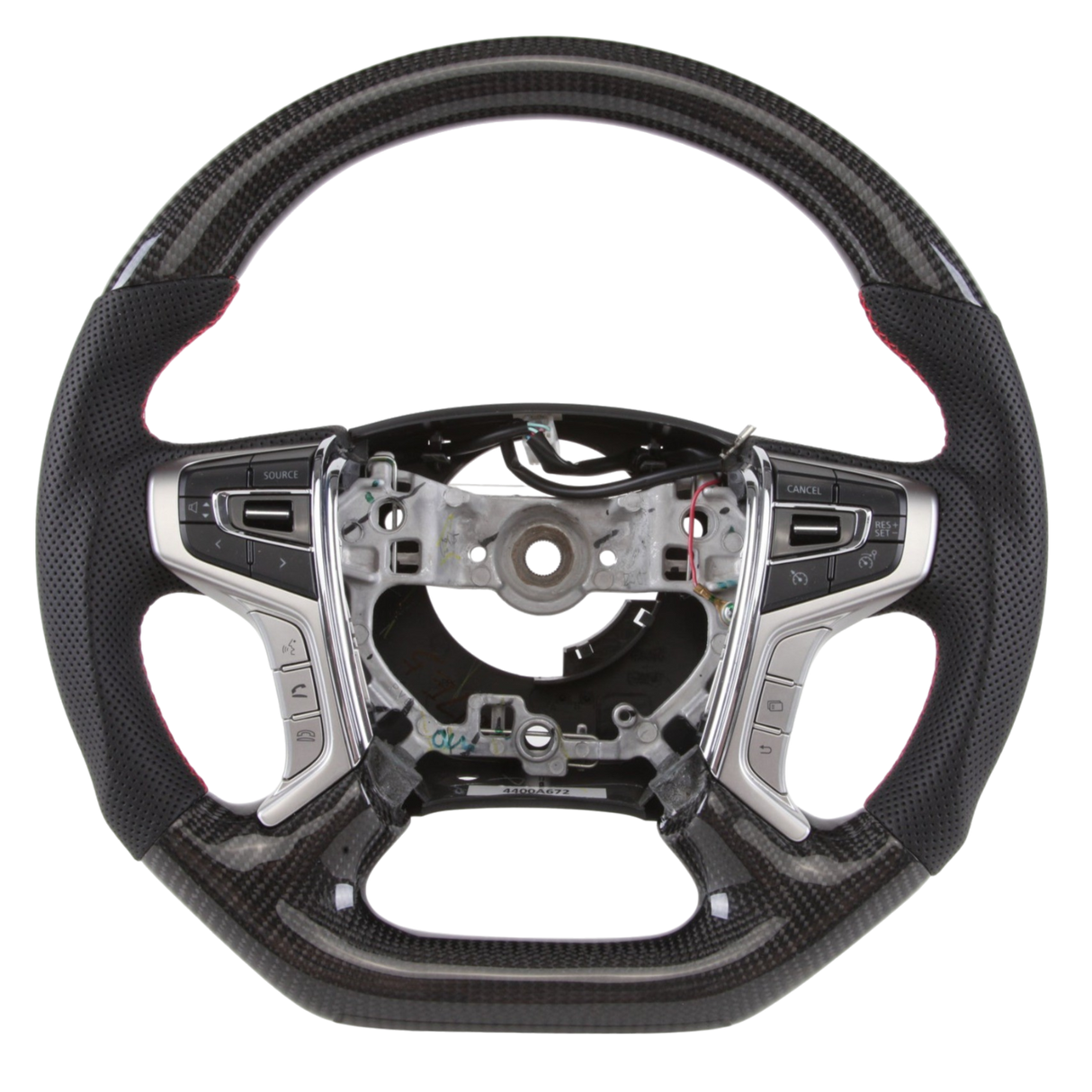 Classic Carbon Flat Bottom Leather Steering Wheel to suit Mitsubishi MQ/MR Triton